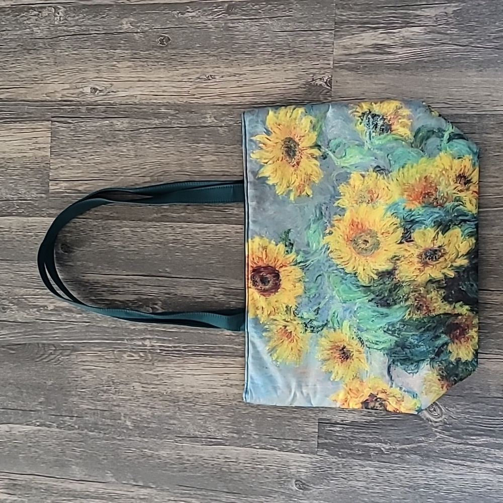VanGogh Style Sunflower & Teal Large Tote Bag 22"x 15" x 5"